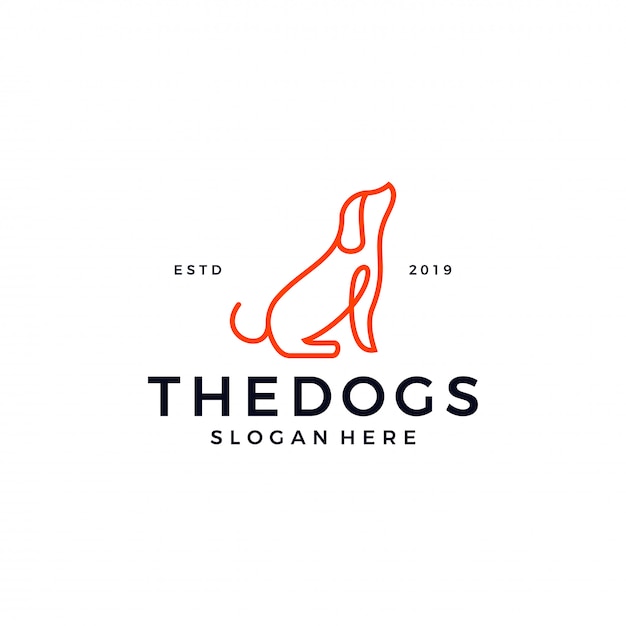 Dog line outline logo template