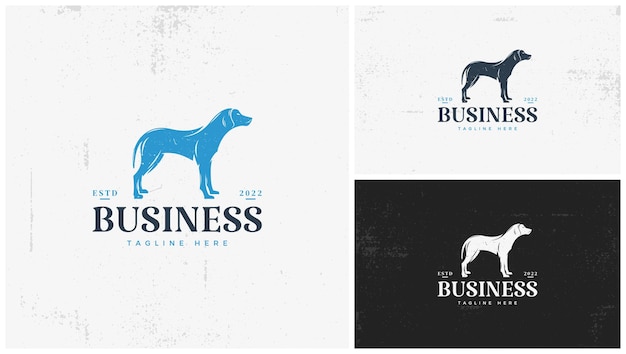 Dog logo in bright blue and dark blue