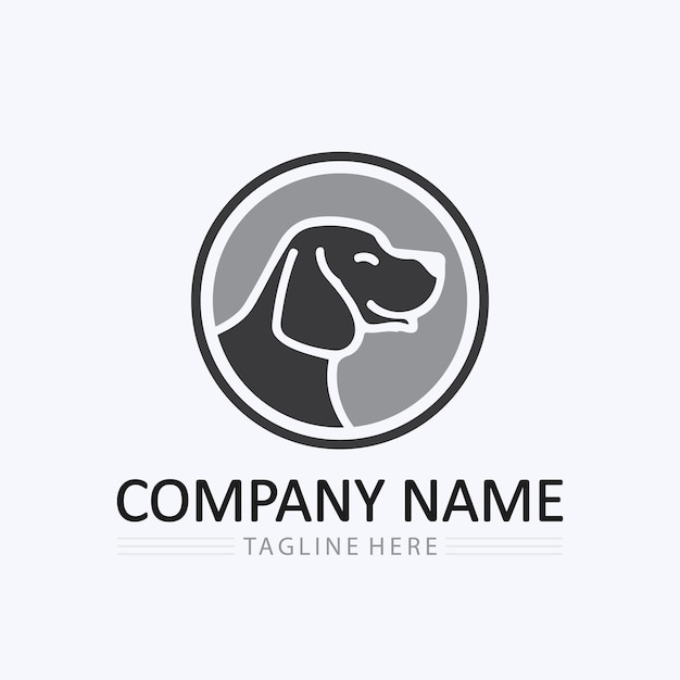 Vettore grafico di progettazione dell'illustrazione di vettore animale del logo e dell'icona del cane