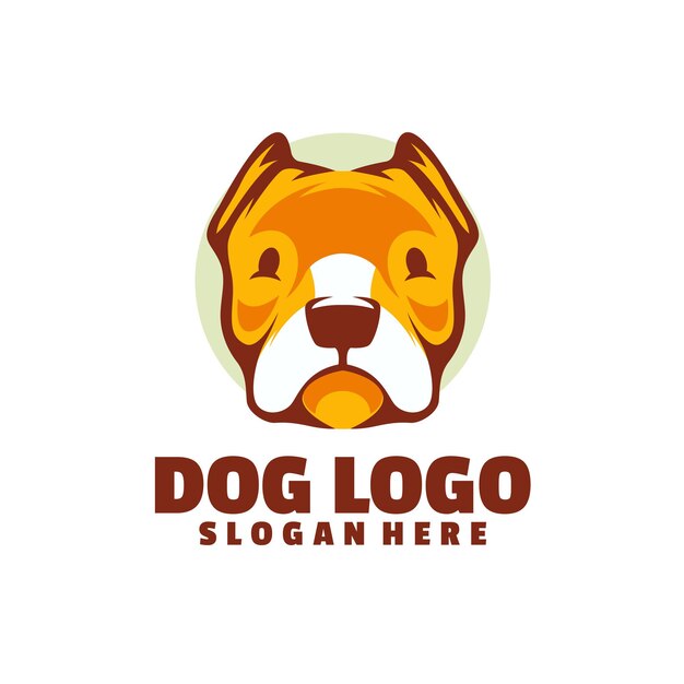 白で隔離される犬のロゴ