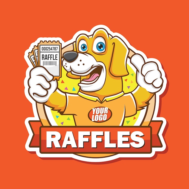 Disegno vettoriale della lotteria della mascotte del logo del cane