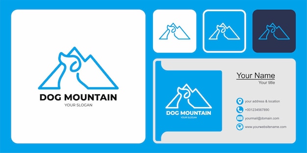 Dog logo with mountain design and business card