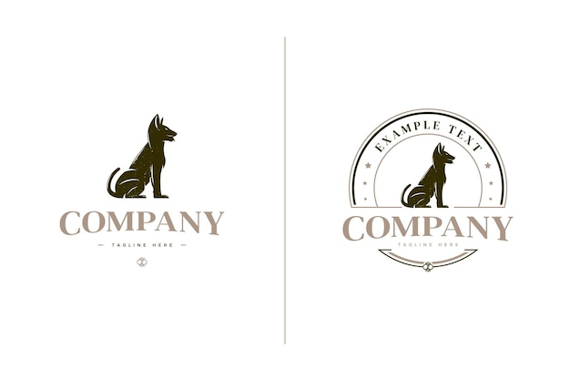 Dog logo with sitting dog illustration