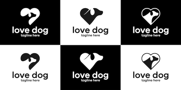 Векторная иллюстрация логотипа собаки и любви
