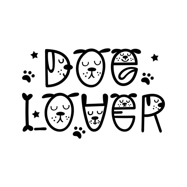 Dog Lover funny dog quote lettering Vector illustration