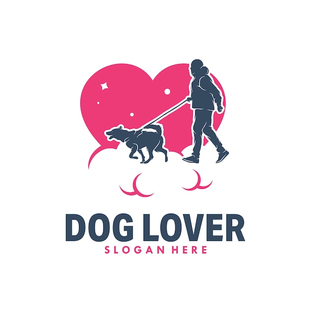 Vector dog lover vector logo design template