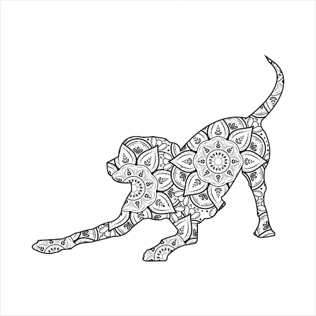 Векторная иллюстрация окраски мандалы собаки