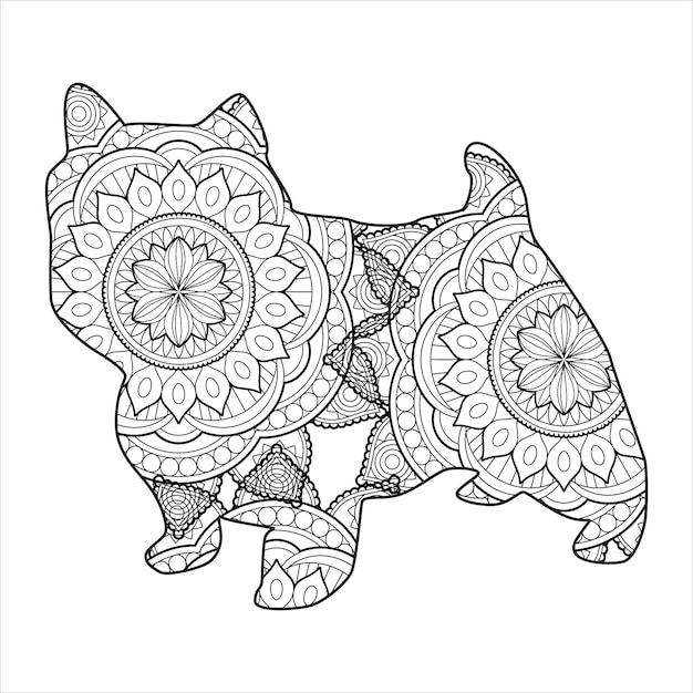 Dog Mandala Coloring Vector Illustration