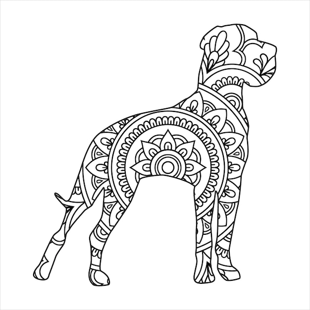 Dog Mandala Coloring Vector Illustration