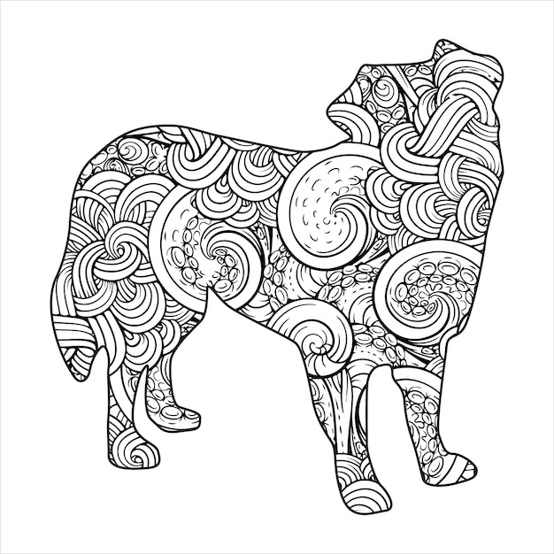 Dog Mandala Coloring Vector Illustration