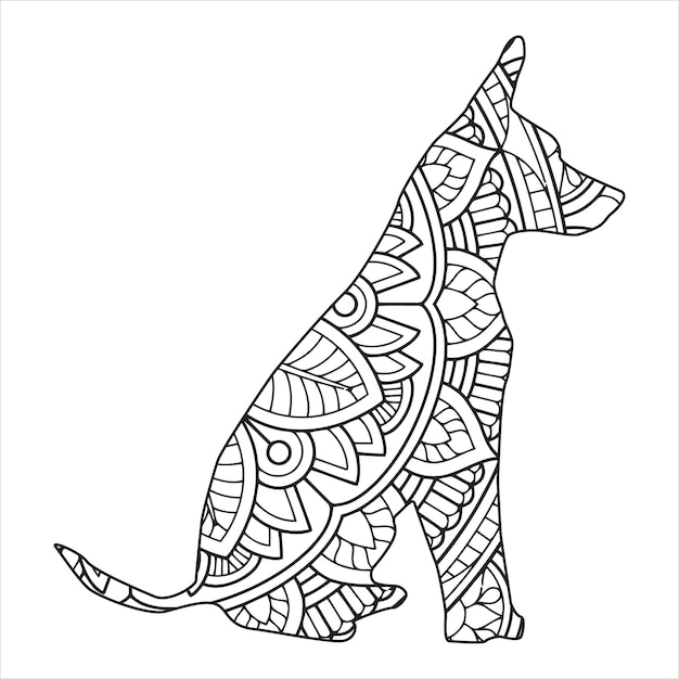 Illustrazione di vettore di colorazione della mandala del cane