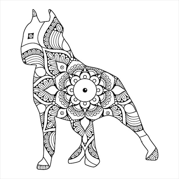 Illustrazione di vettore di colorazione della mandala del cane