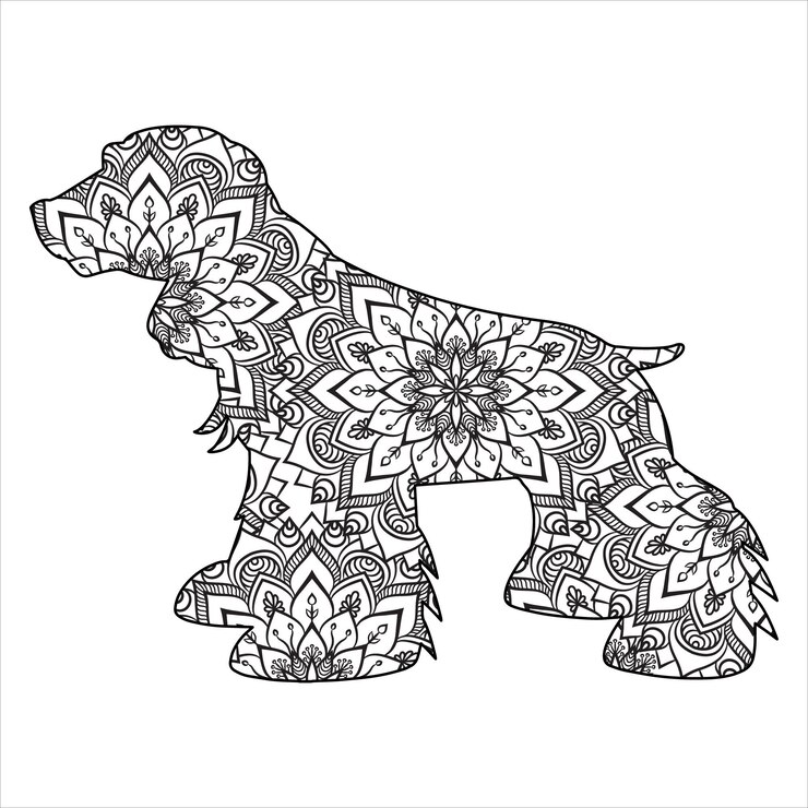 Vector dog mandala coloring vector illustration