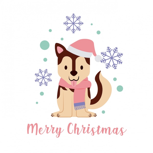 Dog merry christmas card