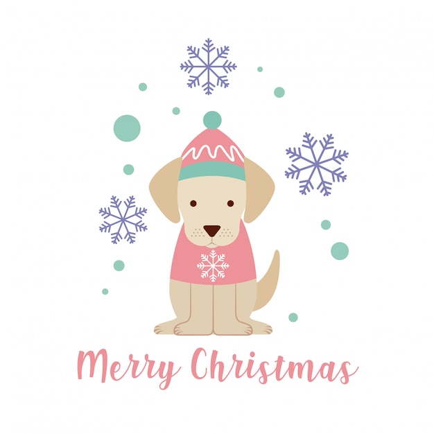 Dog merry christmas card