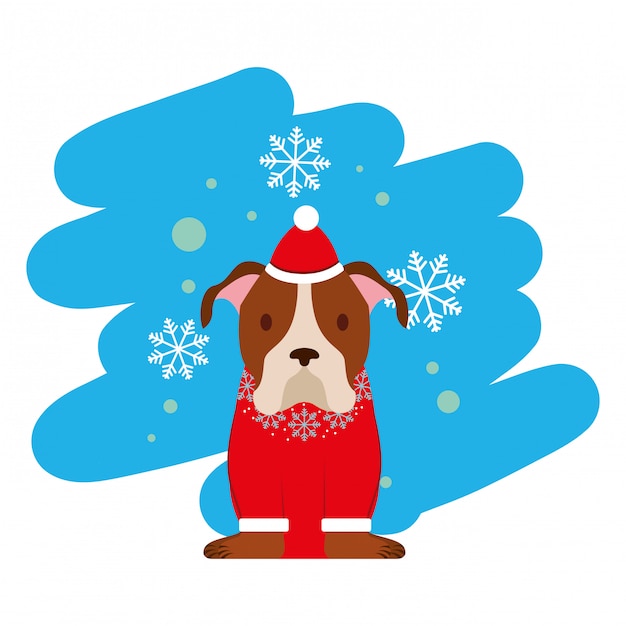 Vector dog merry christmas card