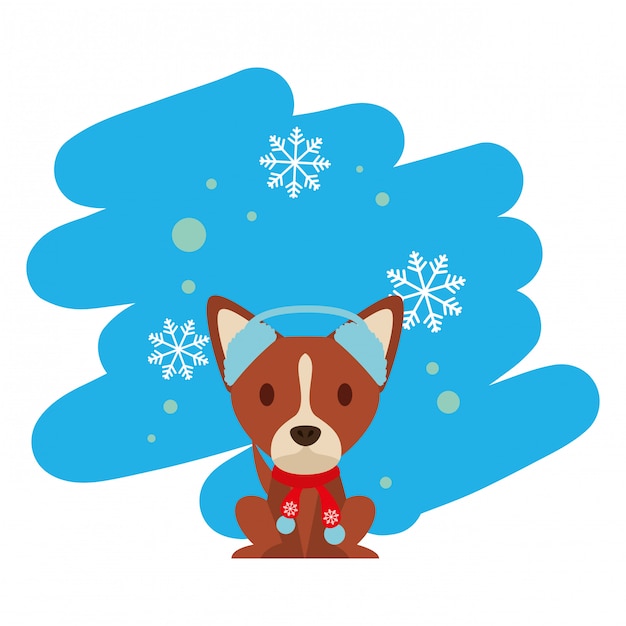 Vector dog merry christmas card