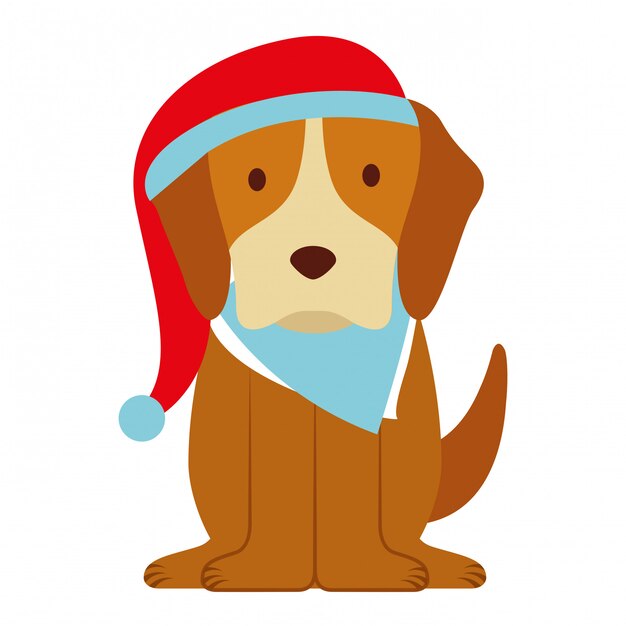 Vector dog merry christmas card