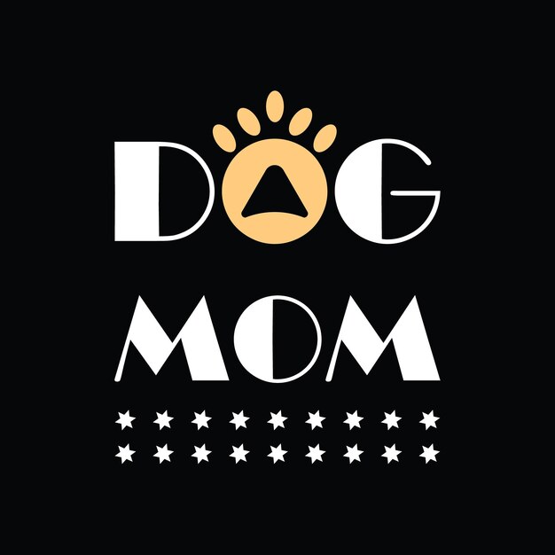 犬のお母さんレタリングTシャツデザインプレミアムベクトル