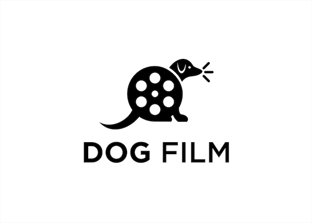 犬映画のロゴ デザイン ベクトル図