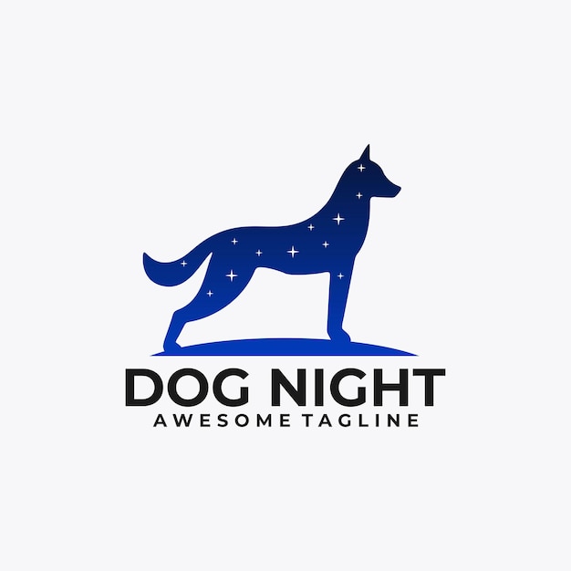 Шаблон дизайна логотипа ночи собаки