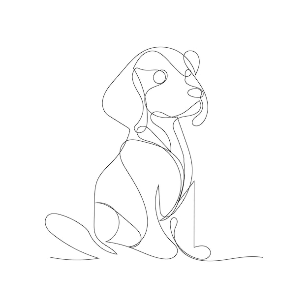 Vettore dog one line art logo design