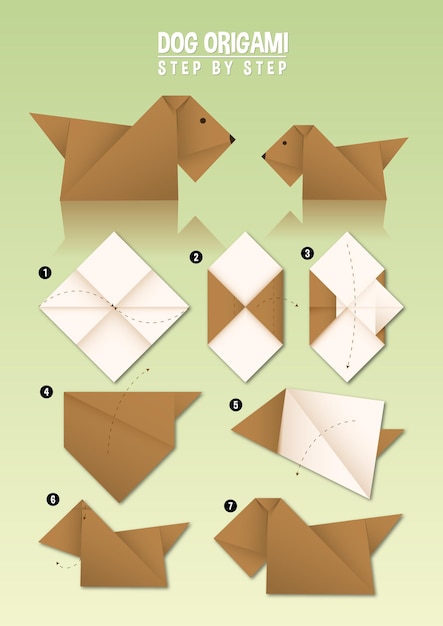 Istruzioni per l'origami del cane passo dopo passo