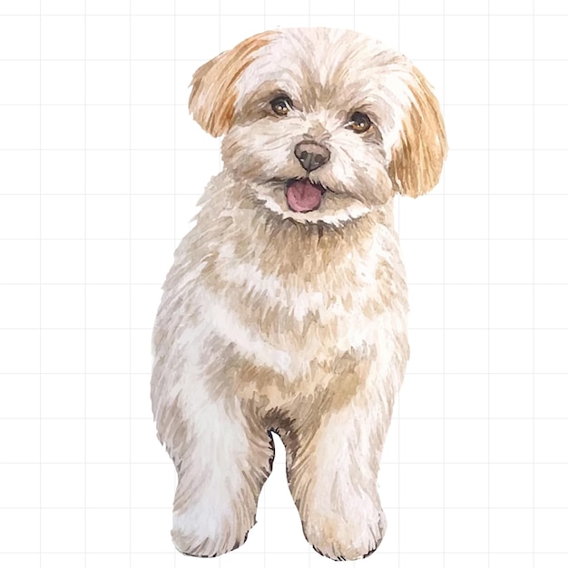 水彩画で描かれた犬