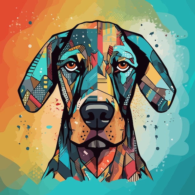 Картина собаки в стиле кубизм Абстрактная картина собаки в стиле Пикассо
