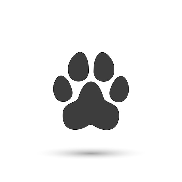 Dog paw icon simple animal footprint cat or puppy black cartoon paw sign