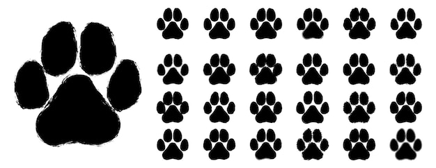 Dog paw print in different brush stroke style