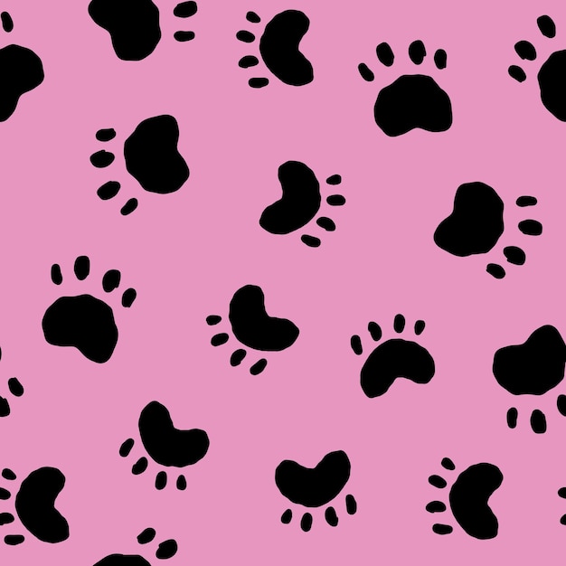 Dog paw print seamless cute template for design wrapping paper card poster banner flyer