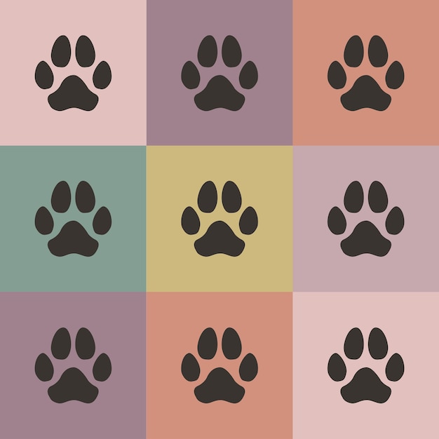 Dog paw print vector pattern