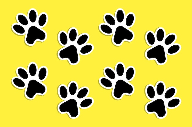 dog paw print yellow background