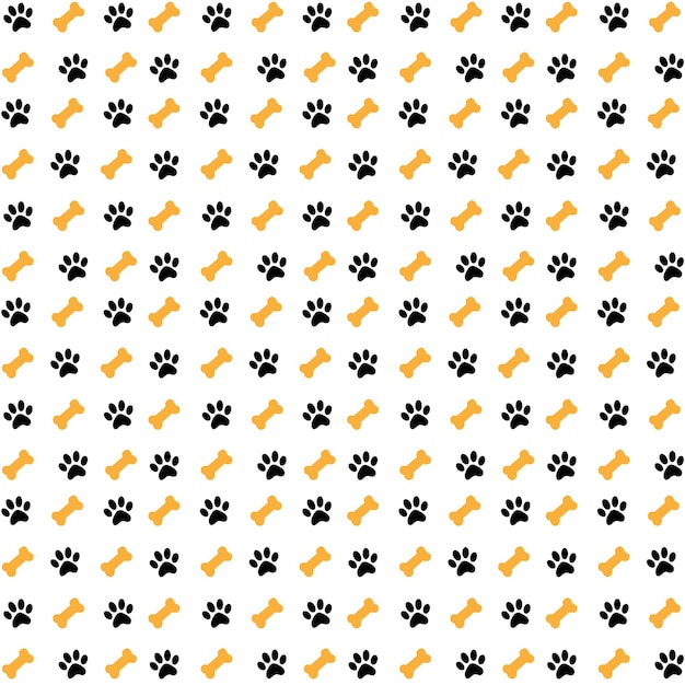 Dog paw seamless pattern footprint cartoon repeat wallpaper tile background simple flat color style