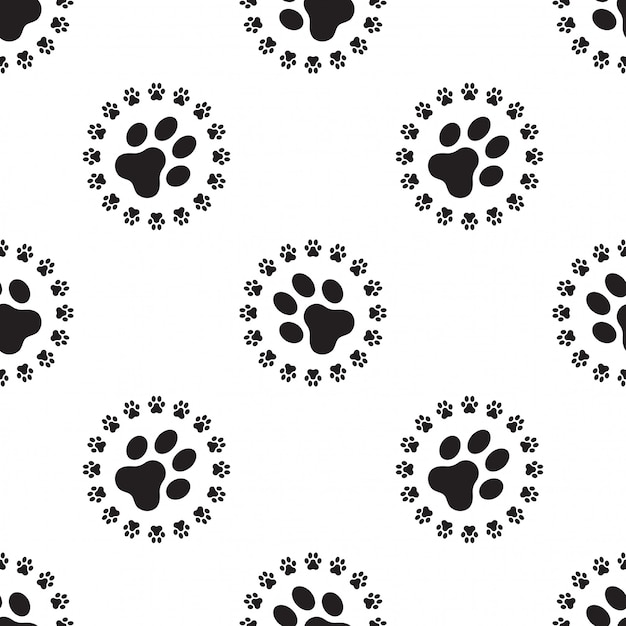 Vector dog paw seamless pattern vector isolated