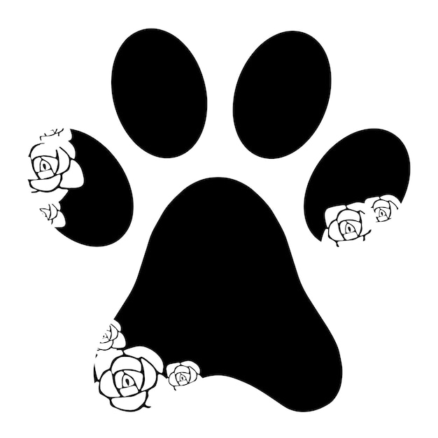 Vector dog paw with flowers