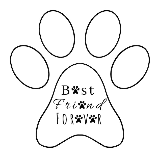 Vector dog paw with text on the white background