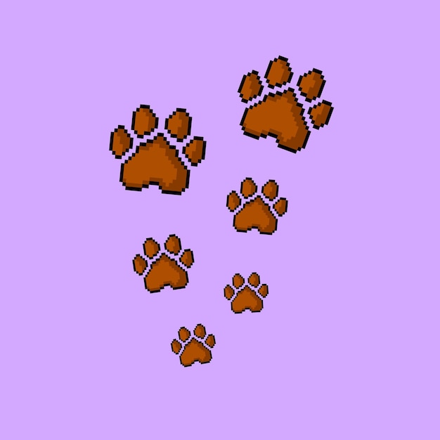 Dog paws with pixel art styl