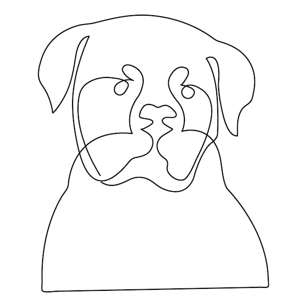 Vector dog pet animal continuous one line art drawing and dog icon simple outline vector illustration