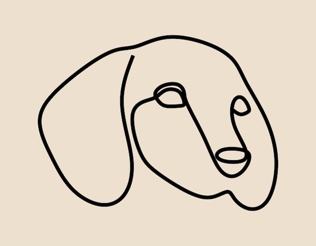 Dog pet animal oneline continuous line art