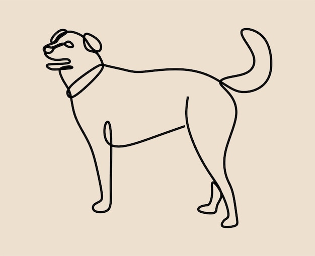 Vector dog pet animal oneline continuous line art