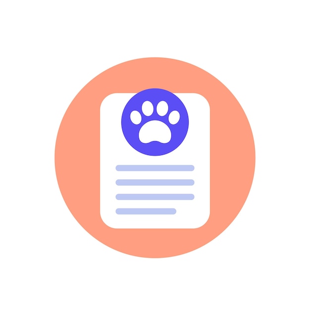 Dog pet document icon flat vector