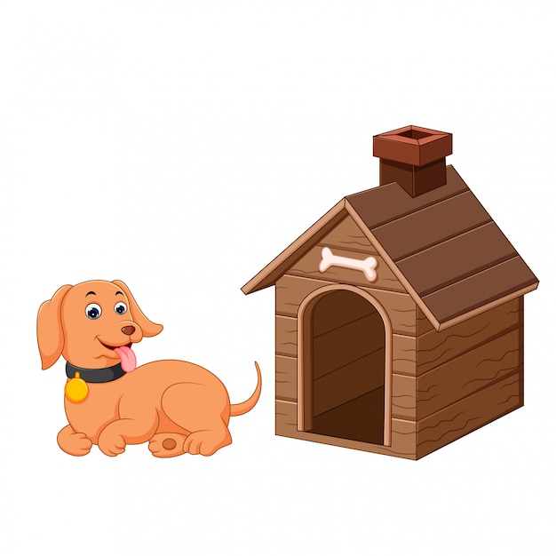 Vector dog and pet dog house