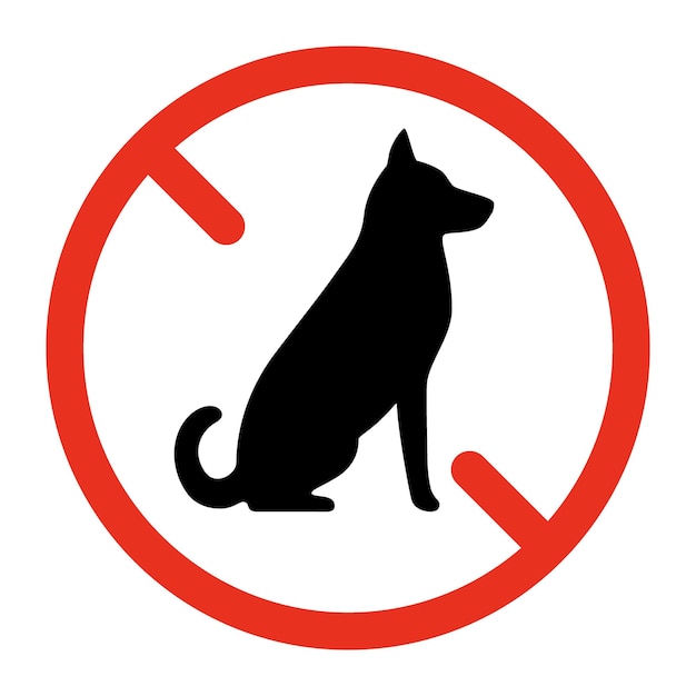 Dog pet forbidden sign prohibition animal no dogs allowed canine in red restriction circle