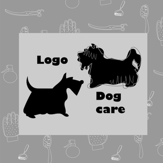 Dog or pet grooming and washing logo design template Pet Care salon sign Vector illustration