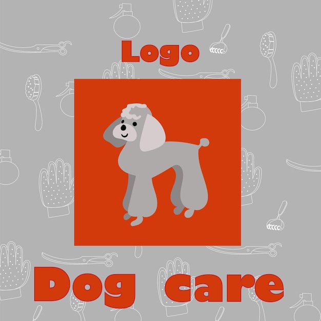 Vettore modello di progettazione del logo per la toelettatura e il lavaggio di cani o animali domestici segno del salone per la cura degli animali domestici illustrazione vettoriale