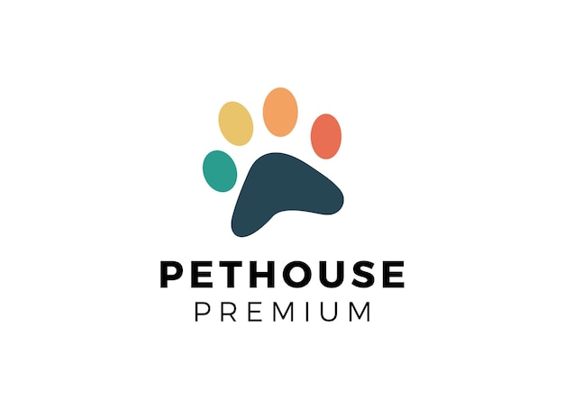 Dog pet house logo vector icon illustration