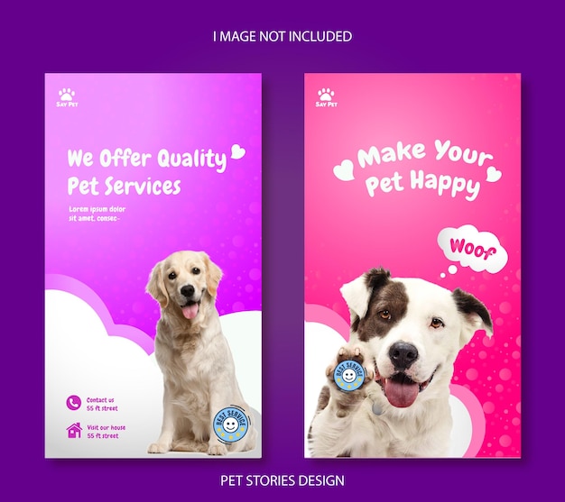 Vector dog pet instagram stories template