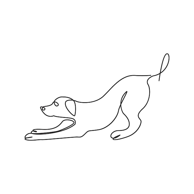 Собака домашнее животное одна линия продолжает контур векторного искусства иллюстрации и дизайна татуировки продолжается Собака домашний животное Синга